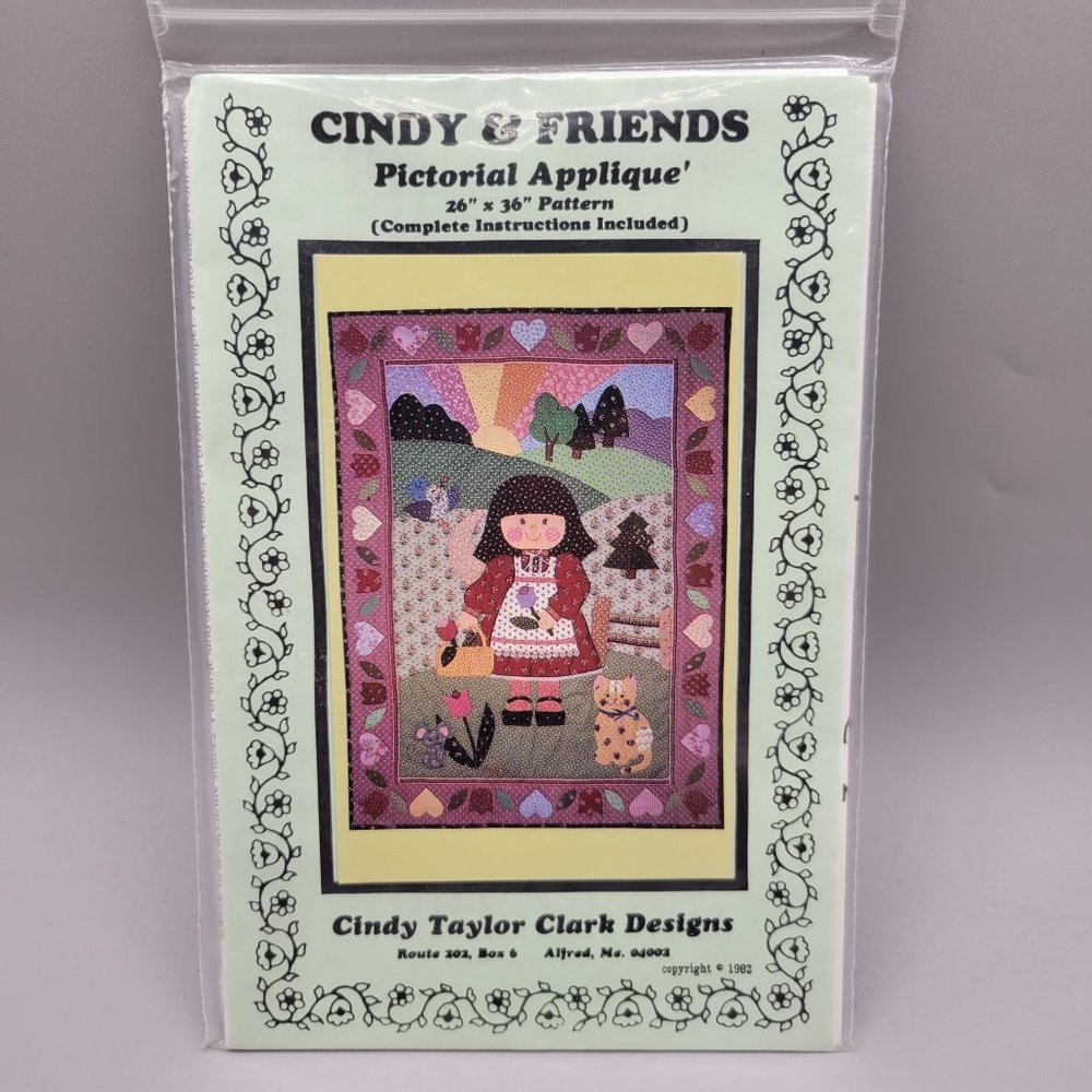 Cindy & Friends Pictorial Applique Quilt Pattern Machine or Hand 26 x 36